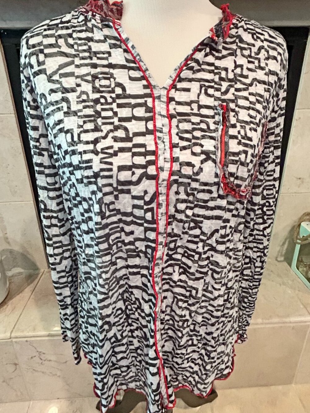 Carine Abstract V-Neck Blouse